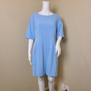 Tahari Arthur S Levine Short Sleeves Dress Light Blue Size 12P A559